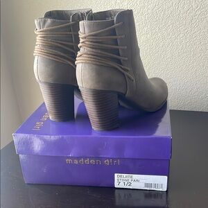 Madden Girl Brown Ankle Booties with Stacked Heel